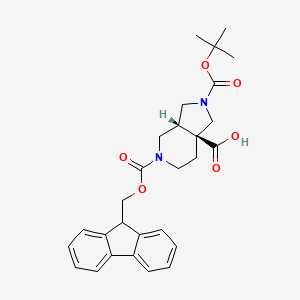 molecular formula C28H32N2O6 B14041279 Rel-(3AR,7AS)-5-(((9H-fluoren-9-YL)methoxy)carbonyl)-2-(tert-butoxycarbonyl)octahydro-1H-pyrrolo[3,4-C]pyridine-7A-carboxylic acid 