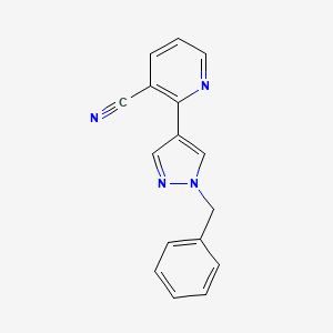 molecular formula C16H12N4 B1404130 2-(1-Benzyl-1H-pyrazol-4-yl)-nicotinonitrile CAS No. 870067-45-1