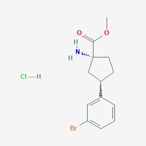 molecular formula C13H17BrClNO2 B14041316 Methyl (1R,3S)-1-amino-3-(3-bromophenyl)cyclopentane-1-carboxylate hcl 