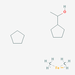 molecular formula C14H30FeO B14041368 Carbanide;cyclopentane;1-cyclopentylethanol;iron(2+) 
