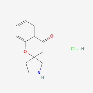 molecular formula C12H14ClNO2 B1404152 Spiro[chromane-2,3'-pyrrolidin]-4-one hydrochloride CAS No. 1047655-65-1