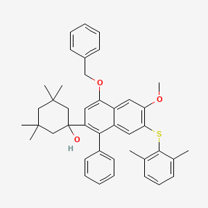 molecular formula C42H46O3S B14041575 1-(4-(Benzyloxy)-7-((2,6-dimethylphenyl)thio)-6-methoxy-1-phenylnaphthalen-2-yl)-3,3,5,5-tetramethylcyclohexan-1-ol 