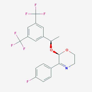 molecular formula C20H16F7NO2 B140416 (2R)-2-[(1R)-1-[3,5-Bis(trifluoromethyl)phenyl]ethoxy]-3-(4-fluorophenyl)-5,6-dihydro-2H-1,4-oxazine CAS No. 380499-07-0