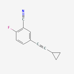 molecular formula C12H8FN B1404161 5-(Cyclopropylethynyl)-2-fluorobenzonitrile CAS No. 1093306-97-8
