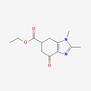 molecular formula C12H16N2O3 B1404163 ethyl 1,2-dimethyl-4-oxo-4,5,6,7-tetrahydro-1H-1,3-benzodiazole-6-carboxylate CAS No. 871724-23-1