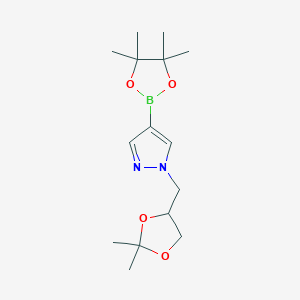 molecular formula C15H25BN2O4 B1404168 1-(2,2-Dimethyl-[1,3]dioxolan-4-ylmethyl)-4-(4,4,5,5-tetramethyl-[1,3,2]dioxaborolan-2-yl)-1H-pyrazole CAS No. 1326714-01-5