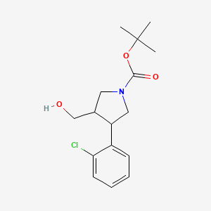 molecular formula C16H22ClNO3 B1404208 Tert-butyl 3-(2-chlorophenyl)-4-(hydroxymethyl)pyrrolidine-1-carboxylate CAS No. 1785761-81-0