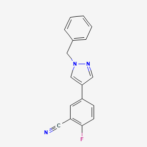 molecular formula C17H12FN3 B1404221 5-(1-Benzyl-1H-pyrazol-4-yl)-2-fluorobenzonitrile CAS No. 1093307-32-4