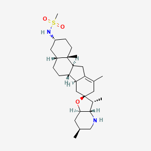 molecular formula C28H46N2O3S B14042473 N-[(3R,3'R,3'aS,4aR,6'S,6aR,6bS,7'aR,8S,11aS,11bS)-3',6',10,11b-tetramethylspiro[2,3,4,4a,5,6,6a,6b,7,9,11,11a-dodecahydro-1H-benzo[a]fluorene-8,2'-3a,4,5,6,7,7a-hexahydro-3H-furo[3,2-b]pyridine]-3-yl]methanesulfonamide 