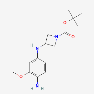 molecular formula C15H23N3O3 B1404259 Tert-butyl 3-(4-amino-3-methoxyanilino)azetidine-1-carboxylate CAS No. 1375465-25-0