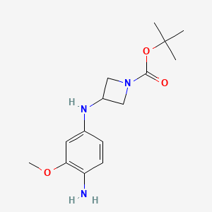 molecular formula C15H23N3O3 B1404259 3-(4-Amino-3-methoxyphenylamino)-azetidine-1-carboxylic acid tert-butyl ester CAS No. 1375465-25-0