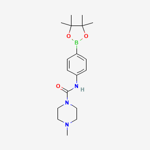 molecular formula C18H28BN3O3 B1404282 1-Piperazinecarboxamide,4-methyl-N-[4-(4,4,5,5-tetramethyl-1,3,2-dioxaborolan-2-yl)phenyl]- CAS No. 879486-90-5
