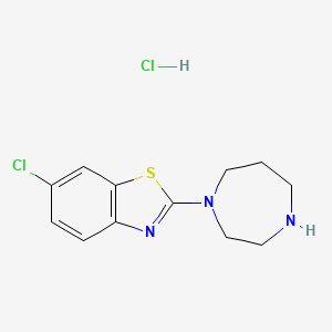 molecular formula C12H15Cl2N3S B1404298 6-Chloro-2-(1,4-diazepan-1-yl)benzo[d]thiazole hydrochloride CAS No. 956317-35-4