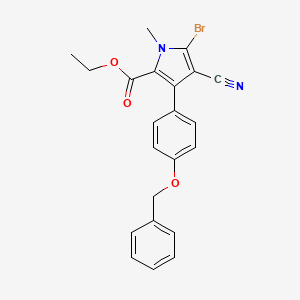 ethyl 3-(4-(benzyloxy)phenyl)-5-bromo-4-cyano-1-methyl-1H-pyrrole-2-carboxylate