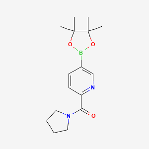 molecular formula C16H23BN2O3 B1404306 1-Pyrrolidinyl[5-(4,4,5,5-tetramethyl-1,3,2-dioxaborolan-2-YL)-2-pyridinyl]-methanone CAS No. 940314-18-1