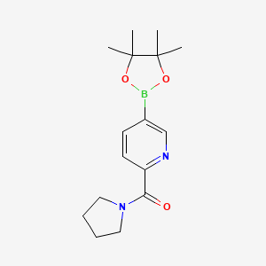 molecular formula C16H23BN2O3 B1404306 Pyrrolidin-1-yl(5-(4,4,5,5-tetramethyl-1,3,2-dioxaborolan-2-yl)pyridin-2-yl)methanone CAS No. 940314-18-1