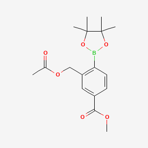 molecular formula C17H23BO6 B14043172 Methyl 3-(acetoxymethyl)-4-(4,4,5,5-tetramethyl-[1,3,2]dioxaborolan-2-yl)benzoate 