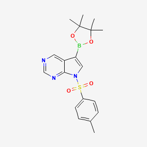 molecular formula C19H22BN3O4S B1404325 5-(4,4,5,5-四甲基-1,3,2-二氧杂硼环-2-基)-7-甲苯磺酰基-7H-吡咯并[2,3-d]嘧啶 CAS No. 934178-97-9