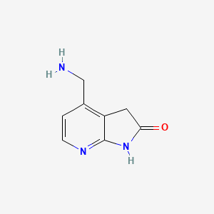 molecular formula C8H9N3O B1404333 4-(Aminomethyl)-1,3-dihydro-2H-pyrrolo[2,3-B]pyridin-2-one CAS No. 935466-94-7