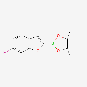 molecular formula C14H16BFO3 B1404354 2-(6-氟苯并呋喃-2-基)-4,4,5,5-四甲基-1,3,2-二氧杂硼环丁烷 CAS No. 1394973-17-1