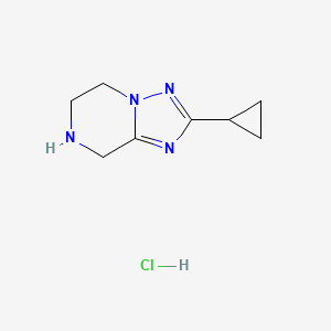 molecular formula C8H13ClN4 B1404360 2-Cyclopropyl-5,6,7,8-tetrahydro-[1,2,4]triazolo[1,5-a]pyrazine hydrochloride CAS No. 681249-77-4