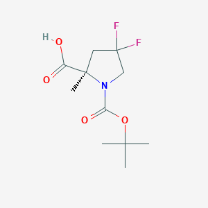 molecular formula C11H17F2NO4 B1404369 (2R)-1-Boc-4,4-difluoro-2-methylpyrrolidine-2-carboxylic acid CAS No. 1408002-85-6