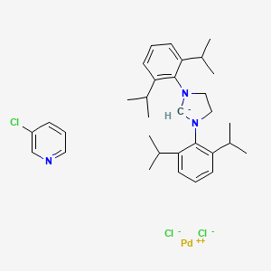molecular formula C32H43Cl3N3Pd- B14043709 Dichloro[1,3-bis(2,6-diisopropylphenyl)-2-imidazolidinylidene](3-chloropyridyl)palladium(II) 