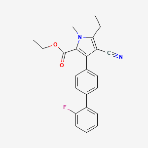 molecular formula C23H21FN2O2 B1404382 ethyl 4-cyano-5-ethyl-3-(2'-fluoro-[1,1'-biphenyl]-4-yl)-1-methyl-1H-pyrrole-2-carboxylate CAS No. 851193-59-4