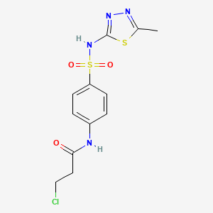 molecular formula C12H13ClN4O3S2 B1404412 3-Chloro-N-(4-{[(5-methyl-1,3,4-thiadiazol-2-yl)amino]sulfonyl}phenyl)propanamide CAS No. 1365964-29-9