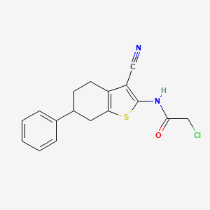 molecular formula C17H15ClN2OS B1404414 2-Chloro-N-(3-cyano-6-phenyl-4,5,6,7-tetrahydro-1-benzothien-2-yl)acetamide CAS No. 904999-07-1
