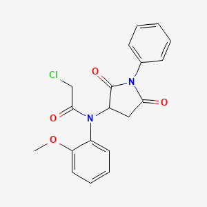 B1404416 2-chloro-N-(2,5-dioxo-1-phenylpyrrolidin-3-yl)-N-(2-methoxyphenyl)acetamide CAS No. 1365961-74-5