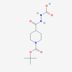 molecular formula C12H21N3O5 B1404419 2-{[1-(Tert-butoxycarbonyl)piperidin-4-yl]carbonyl}hydrazinecarboxylic acid CAS No. 1417355-45-3
