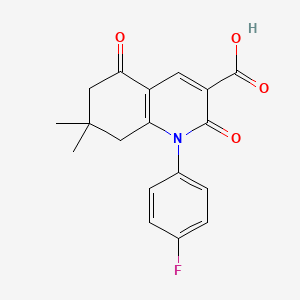 molecular formula C18H16FNO4 B1404420 1-(4-Fluorophenyl)-7,7-dimethyl-2,5-dioxo-1,2,5,6,7,8-hexahydroquinoline-3-carboxylic acid CAS No. 1134334-88-5