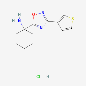 molecular formula C12H16ClN3OS B1404487 {1-[3-(3-Thienyl)-1,2,4-oxadiazol-5-yl]cyclohexyl}amine hydrochloride CAS No. 1423032-57-8