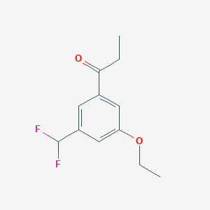 molecular formula C12H14F2O2 B14044923 1-(3-(Difluoromethyl)-5-ethoxyphenyl)propan-1-one 