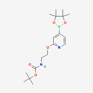 molecular formula C18H29BN2O5 B1404508 Tert-butyl (2-((4-(4,4,5,5-tetramethyl-1,3,2-dioxaborolan-2-yl)pyridin-2-yl)oxy)ethyl)carbamate CAS No. 1346697-27-5