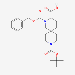 molecular formula C23H32N2O6 B1404511 2-Cbz-9-Boc-2,9-二氮杂螺-[5.5]十一烷-3-羧酸 CAS No. 1250992-79-0