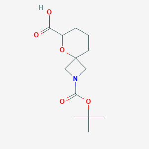 molecular formula C13H21NO5 B1404515 2-Boc-5-氧杂-2-氮杂-螺-[3.5]壬烷-6-羧酸 CAS No. 1251002-28-4