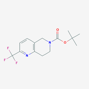 molecular formula C14H17F3N2O2 B1404518 tert-butyl 2-(trifluoromethyl)-7,8-dihydro-1,6-naphthyridine-6(5H)-carboxylate CAS No. 1356109-19-7