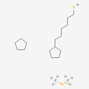 molecular formula C18H38FeS B14045197 Carbanide;cyclopentane;6-cyclopentylhexane-1-thiol;iron(2+) 
