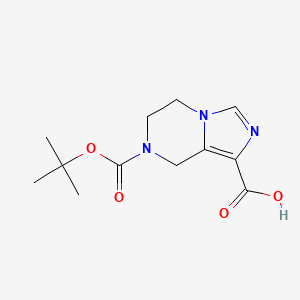 molecular formula C12H17N3O4 B1404524 7-(Tert-butoxycarbonyl)-5,6,7,8-tetrahydroimidazo[1,5-A]pyrazine-1-carboxylic acid CAS No. 1160248-16-7