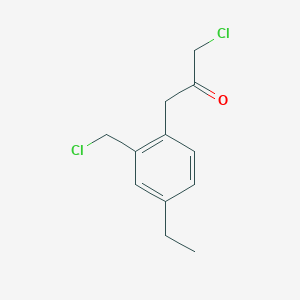 molecular formula C12H14Cl2O B14045262 1-Chloro-3-(2-(chloromethyl)-4-ethylphenyl)propan-2-one 