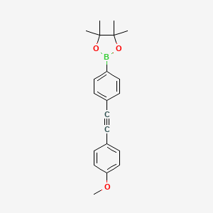 molecular formula C21H23BO3 B1404527 2-[4-(4-Methoxy-phenylethynyl)-phenyl]-4,4,5,5-tetramethyl-[1,3,2]dioxaborolane CAS No. 1190376-24-9
