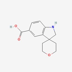molecular formula C13H15NO3 B1404556 2',3',5',6'-Tetrahydrospiro[indoline-3,4'-pyran]-5-carboxylic acid CAS No. 1160247-96-0