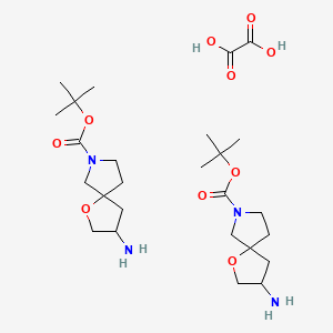 molecular formula C26H46N4O10 B14045575 Tert-butyl 3-amino-1-oxa-7-azaspiro[4.4]nonane-7-carboxylate hemioxalate 