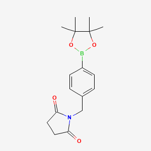 molecular formula C17H22BNO4 B1404566 1-[4-(4,4,5,5-Tetramethyl-1,3,2-dioxaborolan-2-yl)benzyl]pyrrolidine-2,5-dione CAS No. 1449132-28-8