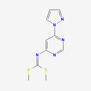 molecular formula C10H11N5S2 B14045890 Dimethyl (6-(1H-pyrazol-1-yl)pyrimidin-4-yl)carbonimidodithioate 