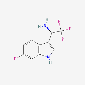 molecular formula C10H8F4N2 B14045957 (R)-2,2,2-Trifluoro-1-(6-fluoro-1H-indol-3-YL)ethan-1-amine 