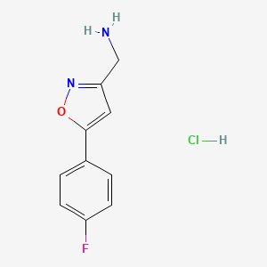 molecular formula C10H10ClFN2O B1404611 {[5-(4-Fluorophenyl)isoxazol-3-yl]methyl}amine hydrochloride CAS No. 1327645-29-3