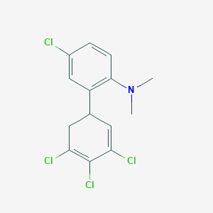 molecular formula C14H13Cl4N B14046160 [4-Chloro-2-(3,4,5-trichlorocyclohexa-2,4-dienyl)-phenyl]-dimethyl-amine 